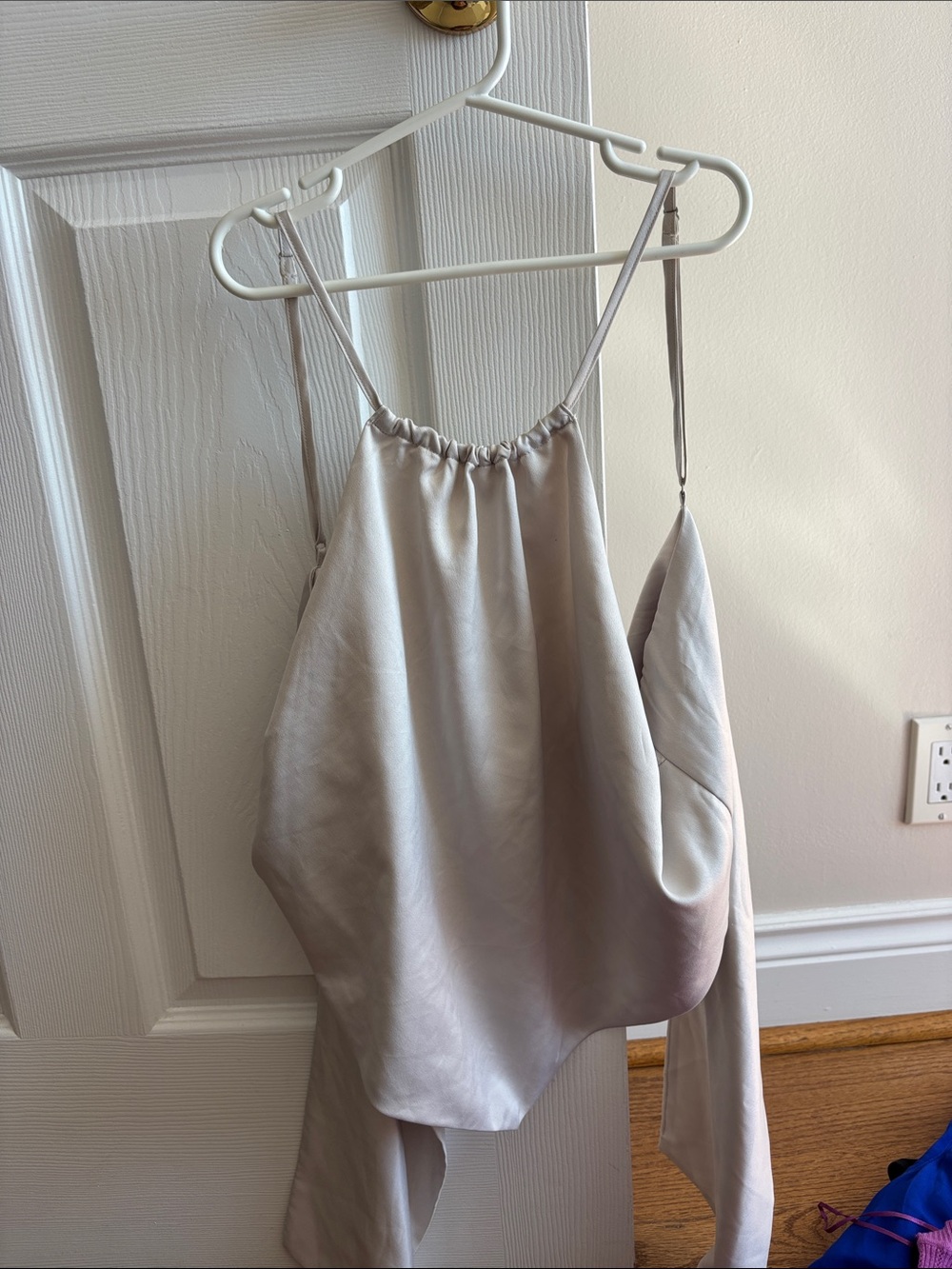 Dynamite Satin Halter Cami in Light Pearl